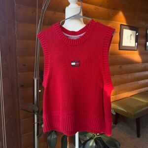 Tommy Jeans Red Knit Vest XXL
